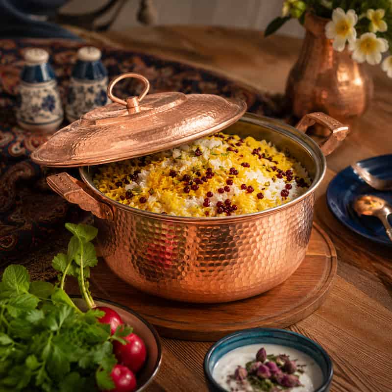 قابلمه مسی هشت نفره با دیواره بلند و ساخت سنتی
